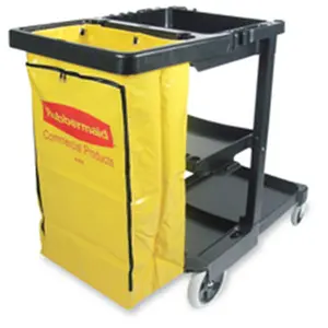 Rubbermaid Commercial Products RCP617388 Janitor Cart- 8in. Wheels- 4in. Casters- 21-.75in.x46in.x38-.38in.- Black
