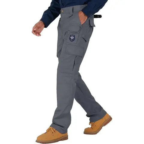 Wantdo Men's Flame Resistant Cargo All Purpose Pants - 7.5 oz Cotton Twill Relaxed Fit FRC Work Pants with Elastic Waist, 7 Pockets for Tough Industrial Use, Cargo Pants