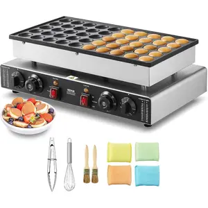 VEVOR Mini Pancake Maker, 25PCS 43mm Diameter Dutch Muffin Waffle Baker, Non - stick Stainless Steel Poffertjes Grill, Commercial Electric Dorayaki Machine, Temp Time Control, Home Kitchen RestaurantVEVOR Super Brand Day