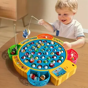 Electric Fishing Toys Set, Rotating Wheel Design, Hand-Eye Coordination Exercise, Christmas Gift, Halloween Party Supplies, Aa Batteries Required
