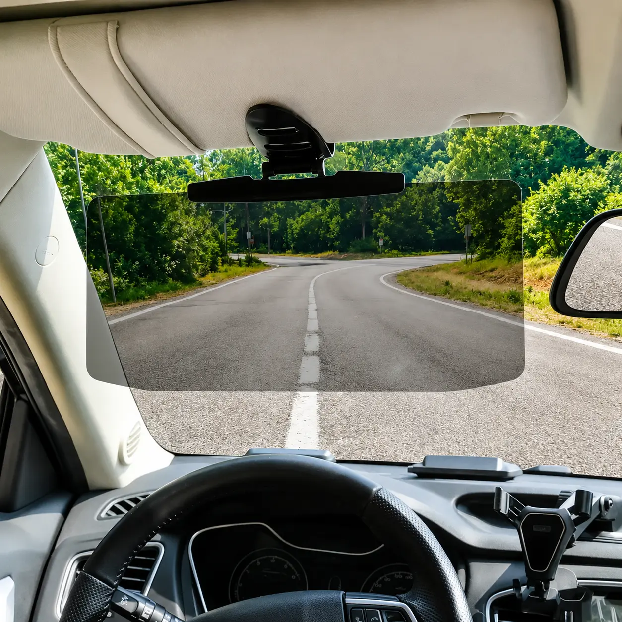 Car Sun Visor Extender for Driving, Anti Glare Visor Shield with Clear HD Lens, Adjustable Auto Sun Shade Blocker for Windshield, Reduce Sunlight Glare and Improve Driving Visibility