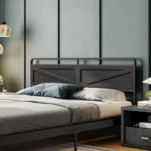 HOOBRO Wooden Panel Headboard, King Headboard, Minimalist Headboard with Metal Frame, Height Adjustable, Headboard with Bed Frame Adapter, Black #SummerVibes