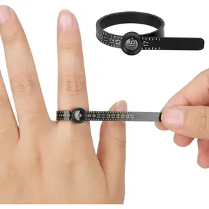 4-Piece Ring Sizing Tool Set  US Ring Sizes 1-17  Reusable Finger Sizing Tape with Magnifying Mirror  Black and White