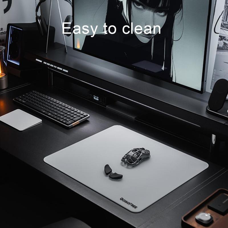 GOGOFREE Glass Gaming Mouse Pad - Premium Glass Pad with Protective Coating, Anti-Slip Rubber Base - Smooth, Precise Tracking