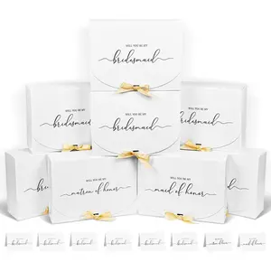 8Pack Bridesmaid Proposal Box with Bridesmaid Cards, Bridesmaid Boxes with Ribbon, Maid Matron of  Proposal Box, White Boxes for Bridesmaid Proposal, Bridesmaid Proposal Gifts(White)
