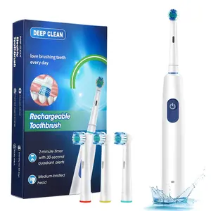 Long-lasting Adult Rotating Electric Toothbrush, Rechargeable Toothbrush, Classic Black & White, 5 Adjustable Modes, Full Waterproof, Smart Zone Timing Reminder, Portable for Travel, Ideal Oral Care Gift, Battery Powered Toothbrush