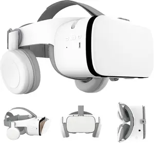 3D VR Headset for Smartphones - Bluetooth Audio Headphones Equipped, Wearable USB-Cable Accessory for 3D Games, Movie Viewing (White Only)
