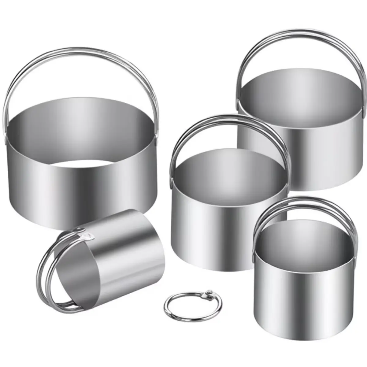 5 Pieces Cookie Cutters Round Cutters Stainless Steel Biscuit Cutter with Handle in Graduated Sizes Round Shape Molds for Baking Pastry Doughnut