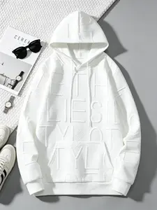 Embroidered Fleece Hoodie | Street Style Unisex Pullover with No Zipper | Comfortable Fit Long Sleeve Casual Black Top for Men Women & Couples Gift
