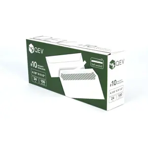100 Count #10 Self Seal Security Envelopes, 4 1/8" x 9 1/2", 24 lb White Paper, Windowless