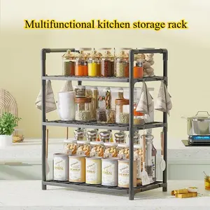 Wide Thickened Microwave Oven Rack, 2-Tier Kitchen Organizer for Oven Bread Machine Spice Jars, Space-Saving Above Microwave Shelf for Small Appliance Storage, Easy Assembly