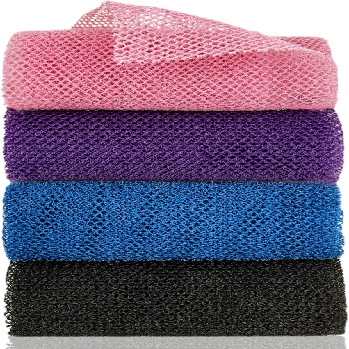 4 Pcs African Mesh Sponges, Exfoliating Bath Net, Daily Shower Use, Soft Scrubbing Sponge, Body Scrubber, Ideal for Body Cleansing, Exfoliating Bath Washcloth, Exfoliating Back Washcloth, Exfoliating Body Care