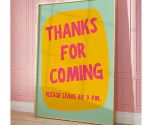 Thanks For Coming Print, Aesthetic Print, Home Decor, Living Room Decor, Cute Home Art, Vibrant Wall Art Quote, Maximalist Decor, Typography