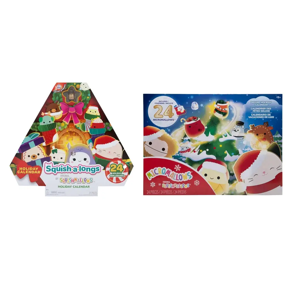 Holiday Advent Bundle,24-Day Micromallows Plush & 24-Day Squish-a-longs Mini Figures, 48 Collectibles, Christmas Countdown Set