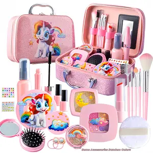 Unicorn Theme Kids Makeup Set, 15/22pcs Realistic Beauty Kit, Pretend Play Set, Includes Makeup Brushes & Nail Polish, Safe & Fun, Perfect Gift for Girls Ages 3+