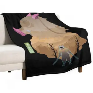 Demon Slayer Inosuke Thermal Throw Blanket Warm Lightweight Patterned Flannel Blanket Room Decor,Bedding Room for Christmas Birthdas