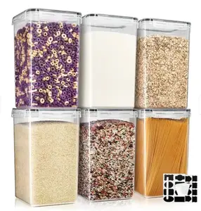 Airtight Food Storage Containers with Locking Lids, Measuring Spoons & Labels - 6 Pack (6.5L/219.79 Oz)
