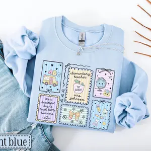 Personalized Elementary Teacher Sweatshirt • Custom Name 1st 2nd 3rd Grade Teacher • Teacher Stamp Sweater • First Second Grade Teacher Gift