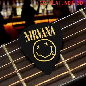 8-Pack Nirvana Band Logo Guitar Picks, Fun Smiley Design, Perfect for Bass, Harp, Four-String Instruments, Easter & Mother's Day Gift