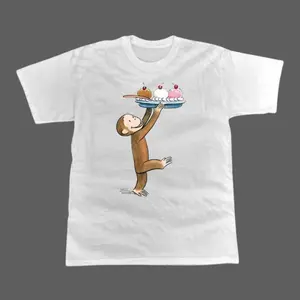 Curious George Ice Cream Run Tee Baby Tee Y2k Fashion Funny 2000s Shirt 90s Graphic Tee Vintage T-Shirt Unisex Cotton Crewneck T-Shirt Menswear Womenswear Streetwear Top Hoodie Printed Tshirt Wetsuit Casual Short Sleeve Tropical Biker Shortsleeve