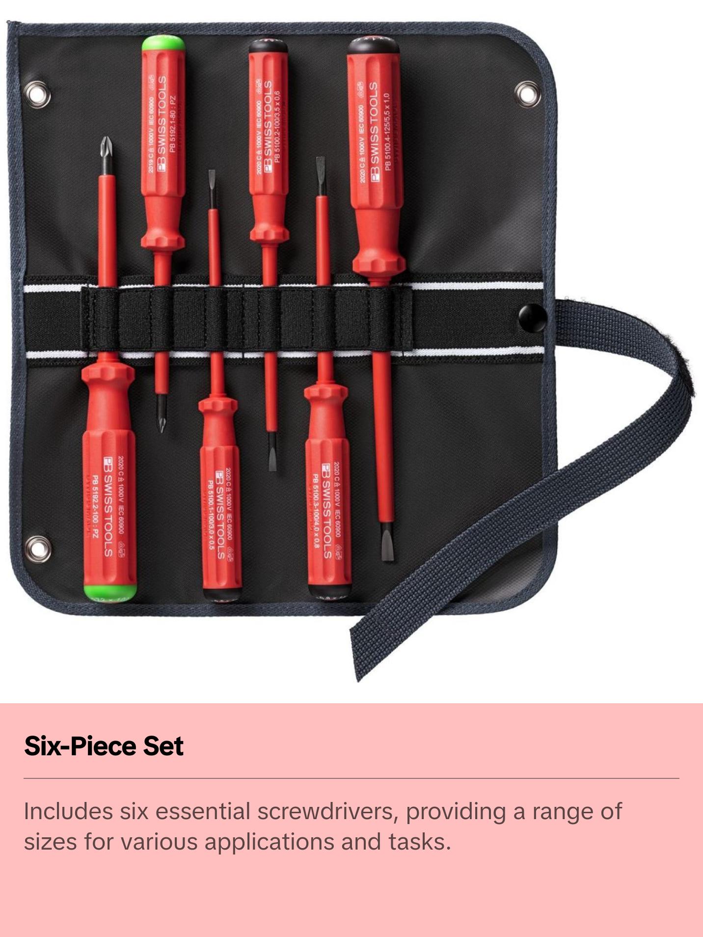 PB Swiss Tools PB 5543 Classic VDE Screwdriver Set, Slim, 6pcs