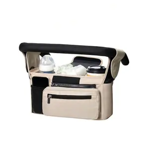 Portable Oxford Cloth Stroller Tote - Multifunctional Hanging Diaper & Bottle Bag with Shoulder Strap, Large Capacity Mommy Organizer for Baby Gear & Travel