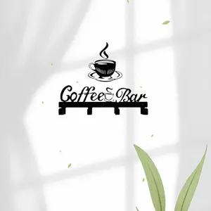 Coffee Cup Holder, 2 Counts/set Wall Mounted Wall Mountable Coffee Cup Storage Rack with Hooks, Coffee Bar Display & Storage Solution for Home Kitchen Dining Room, Organiser, Home Organizer Hook