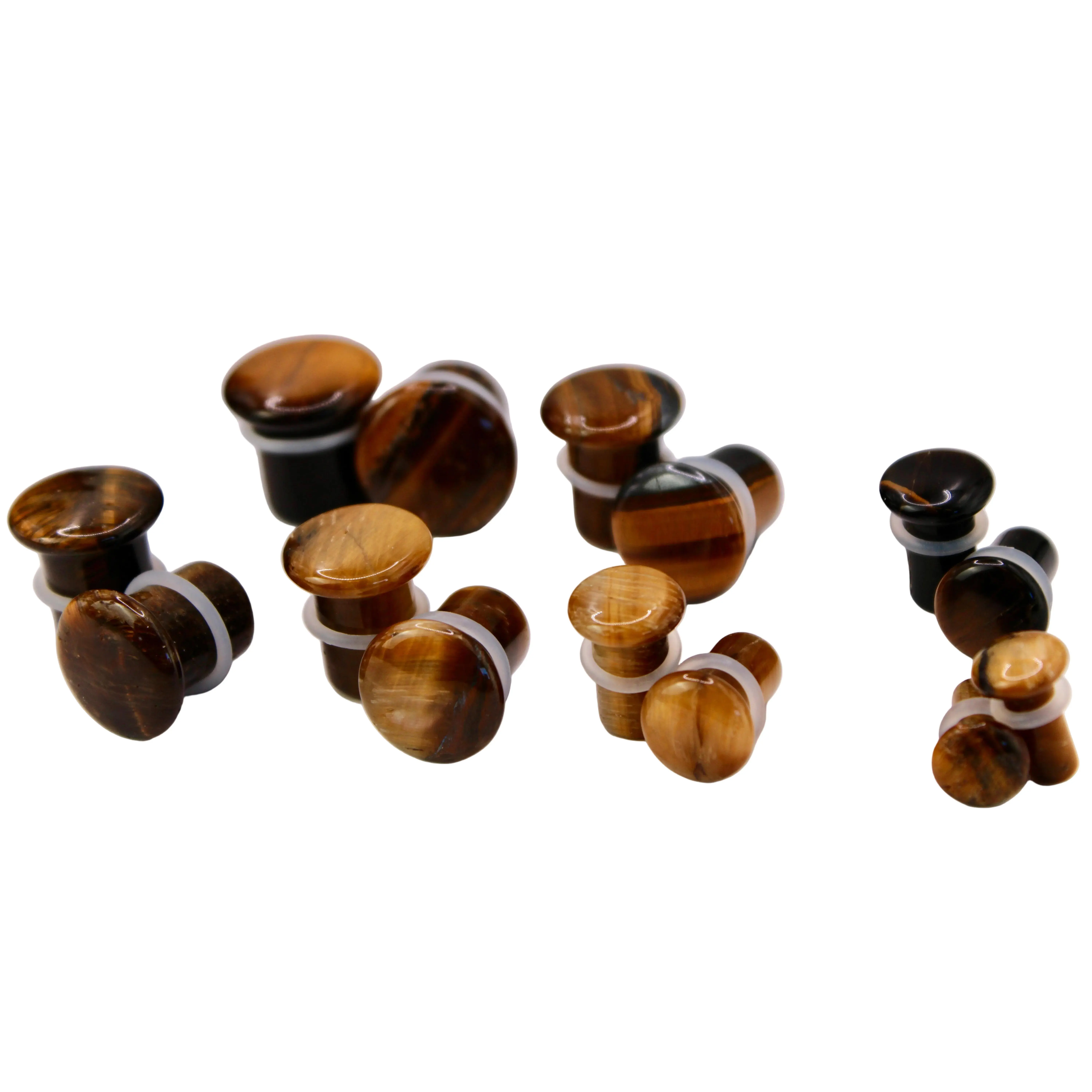 Tiger Eye Single Flare Stone Pair