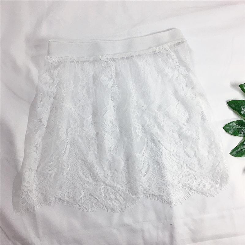 Miniskirt Sexy Transparent Lace Mesh Skirt Shirt Extender Women Summer Mini Black White Short Micro Skirt Ladies Underskirt