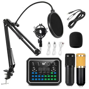 M8 Aluminum Condenser Microphone Sound Card Set High Sensitivity Low Noise for Podcast Live Broadcast PC Laptop Mobile Devices Professional Streaming Audio Kit