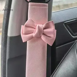 2026 New Cute Bowknot Car Seat Belt Cover, Soft Comfort Shoulder Pad, Girly Car Interior Decoration Accessories for Daily Commute & Road Trip, Perfect for TikTok Shop Black Friday Christmas