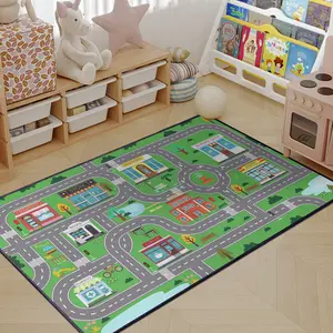 Kids Play Rug for Playroom 59"x39" car Rugs for Kids Toy Cars Kids Carpet City Pretend Play Non-Slip Washable Nursery Cute