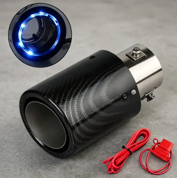 Easy Install Light Up Tail Pipe Tip, Red LED Ring Exhaust Decoration pitch