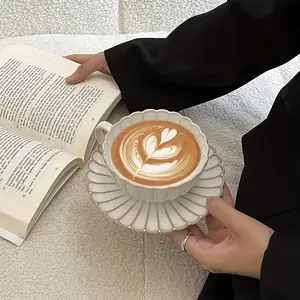 Japanese Ceramic Coffee Cup Saucer Set Porcelain Tea Cups for Breakfast Afternoon Tea Garden Party Multi - purpose Diningware for Summer Winter Daily Use
