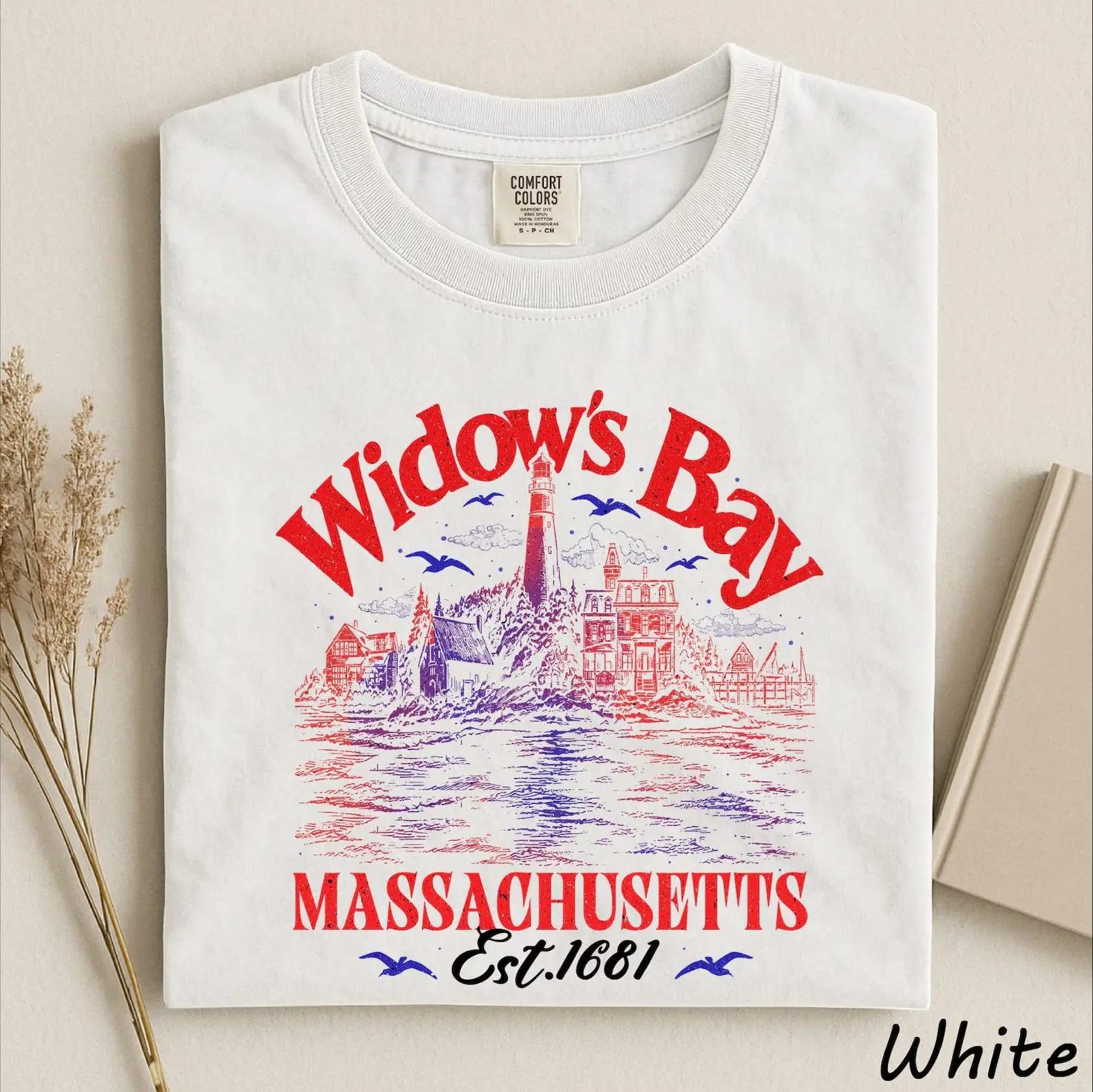 Comfort Colors Widow's Bay Massachusetts Shirt, Fictional Town Merch, Horror Fan Gift, Coastal Horror Mystery Shirt, Horror Fandom Tee