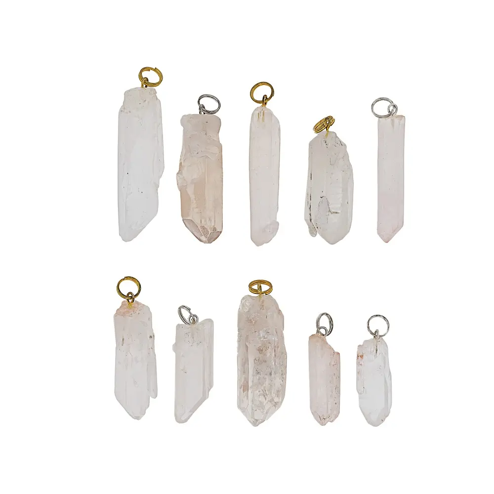JTV Natural Crystal Quartz Point Pendant Set of 10