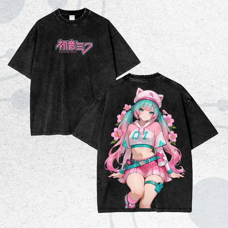 Vintage Wash Japanese Cartoon Girl Shirt, 11Aesthetic Character Art Shirt