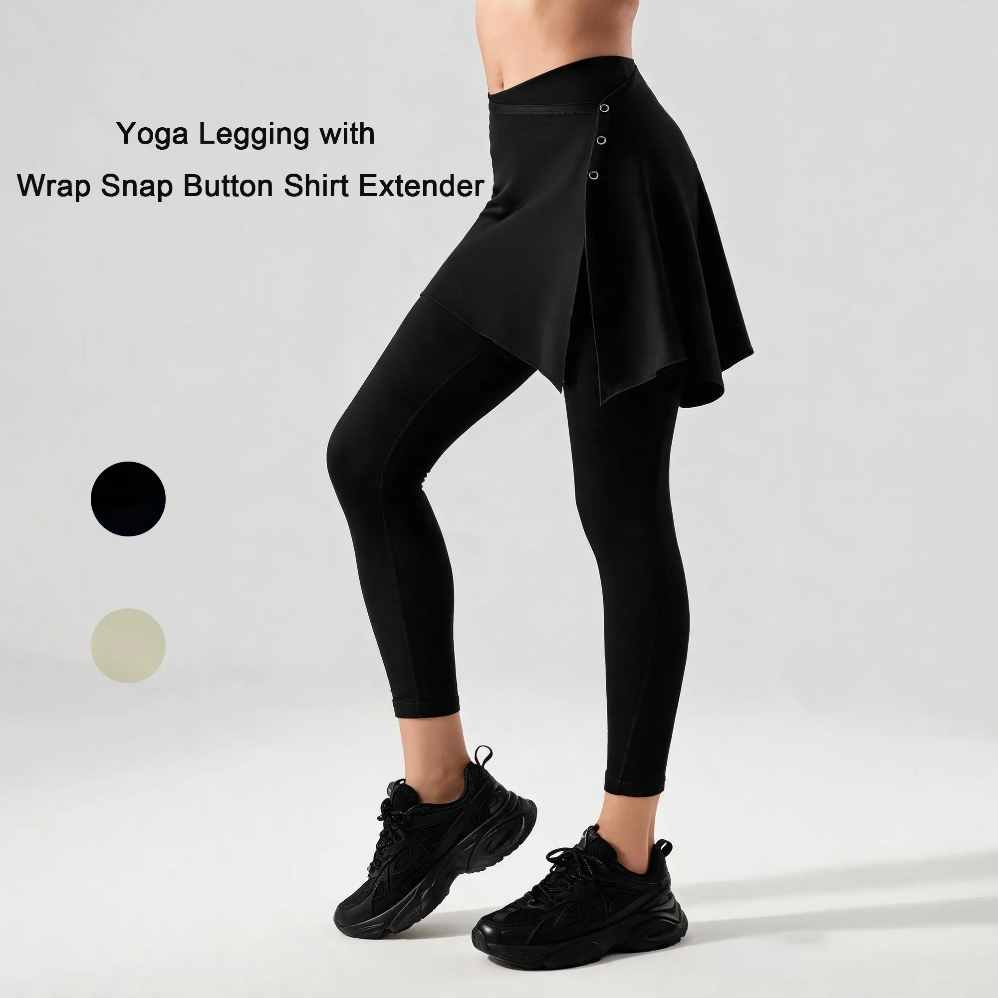 Neleus Women's 2-in-1 High Waist Sporty Skort with Leggings, High Stretch Wrap Style Athletic Wear for Yoga & Tennis, Athleisure Fitness Bottoms, Nylon Elastane, Button Close, Slim-Fit