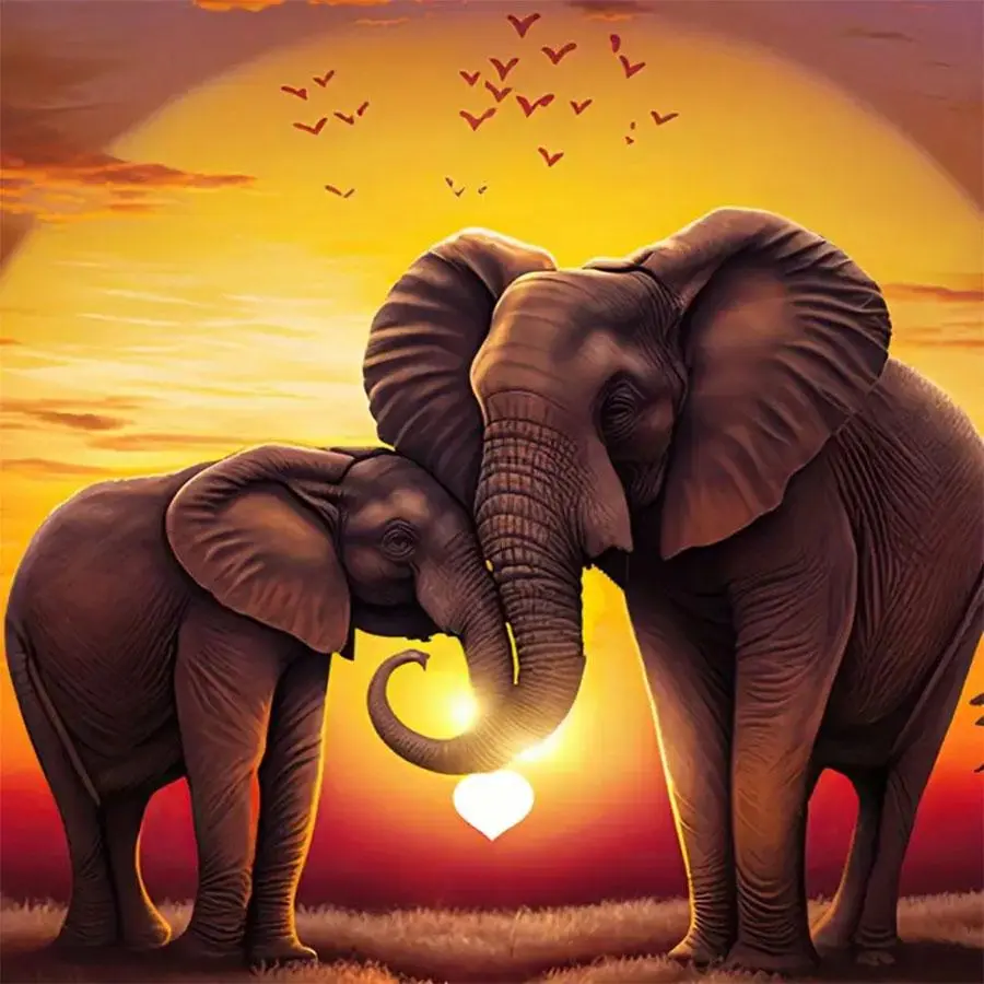 Elephant Pattern DIY Diamond Arts Colorful Painting Kit without Frame, DIY 5D Diamond Arts Colorful Painting Kit, Wall Art Decor for Home Living Room Bedroom, Diamond Painting Kits, Handicraft