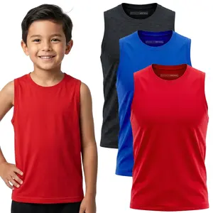 BROOKLYN VERTICAL Boys 3 Pack Muscle Shirt Sleeveless Tee - Tagless Cotton Super Soft
