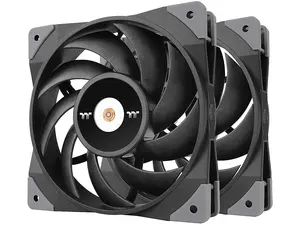 Thermaltake ToughFan 12 High Static Pressure 2000 PWM, Metal-Reinforced Motor Hub, Gen.2 Hydraulic Bearing 120mm Case/Radiator Fan (2 Pack) CL-F082-PL12BL-A