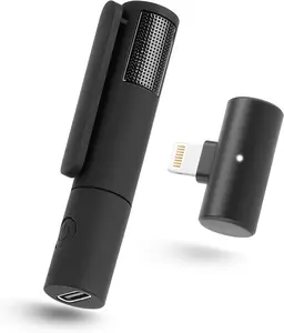 【Yungrain】Wireless lavalier Microphone for iPhone iPad，Wireless Clip on Microphones，Wireless Lapel Mic for Video Recording,tiktok (Lightning-1mic, Black)