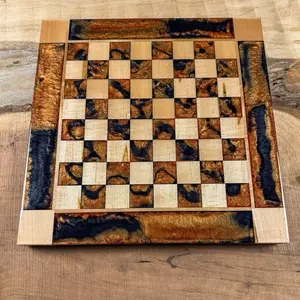 Black Onyx Copper Maple Wood Chess Board (INCLUDES PIECES)