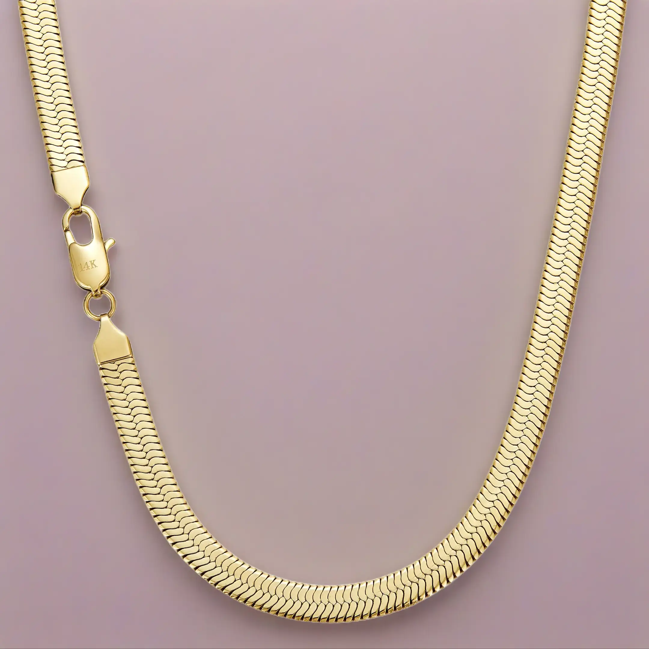 14K Gold-Plated Miami Snake Bone Cuban Chain Herringbone Necklace 7MM Titanium Stainless Steel jewelry Necklace Unisex Thickened with Waterproof & Rust-Proof Treatment Trendy Light Luxury Minimalist Versatile Collarbone Chain