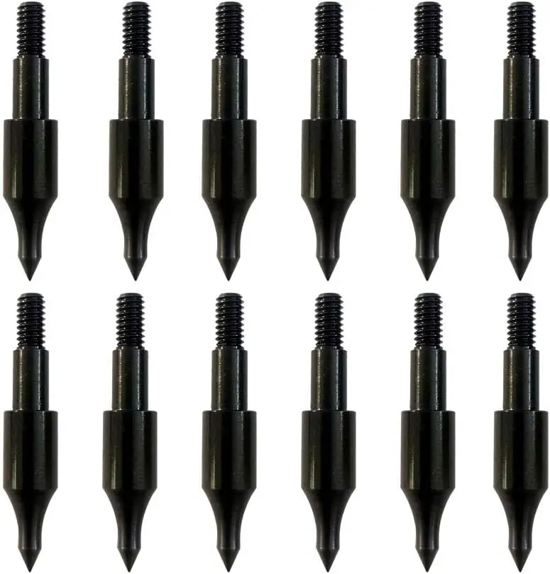 TianTac 100g Pointed Archery Field Points, 12pcs Screw-in Practice Tips for Recurve Bow, Compound Bow, Crossbow (Sports & Outdoor Protective Gear Accessory)