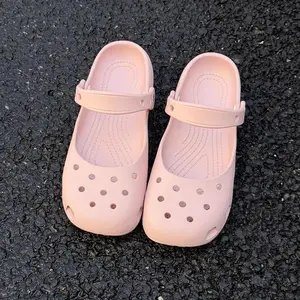 Summer New Women's Cute Ballet Hole Shoes Retro EVA Outer Wear Mary Jane Shoes Anti Slip Outdoor Beach Sandals