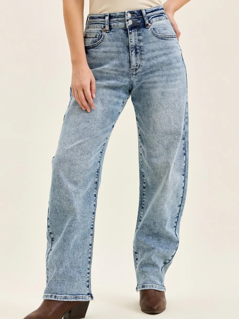 Judy Blue Full Size High Waist Marlow Arc Leg Jeans with Double Waistband Plus Size
