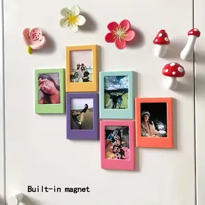 10 Pack Magnetic Photo Frames for Instax Film, Retro Vertical 3-Inch Fridge Magnets, Painted Edges, Instant Pictures Display, Office Decor Gifts, Picture Frame Set