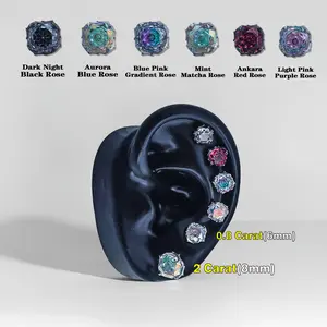 Ny Thorn Rose Earrings 5A+Zircon Men and Women Universal Rose Cut Customizable screw-back earrings for ear piercing—(Ny59)