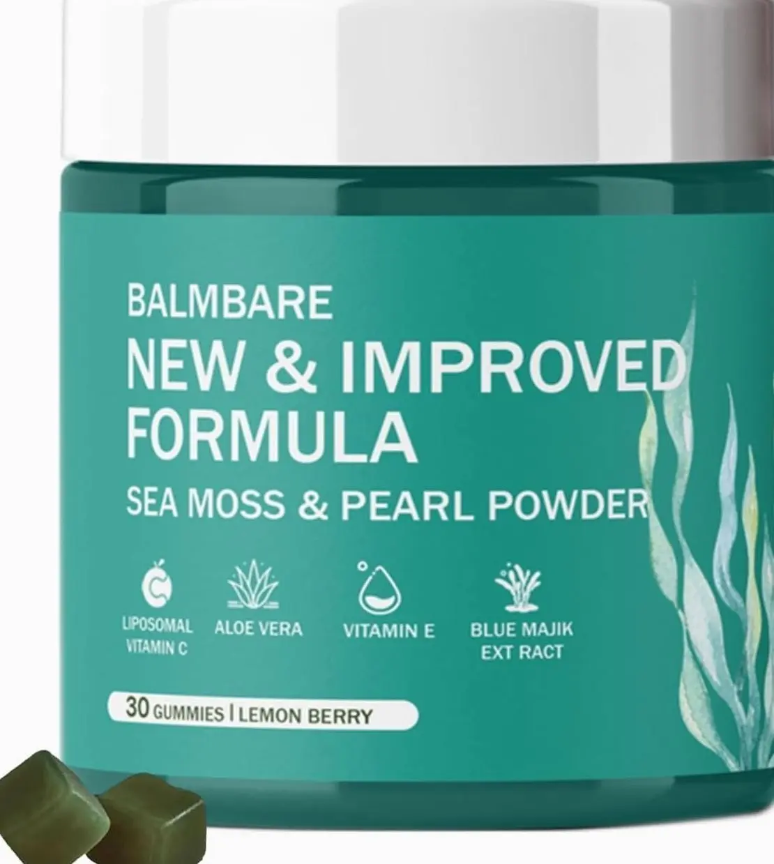 balmbare Revive Hair Gummies - Sea Moss Gummies with Hair, Skin & Nails Vitamins with Seamoss, Pearl Powder, Vitamin E, Aloe Vera, Liposomal Vitamin C, 30 Count